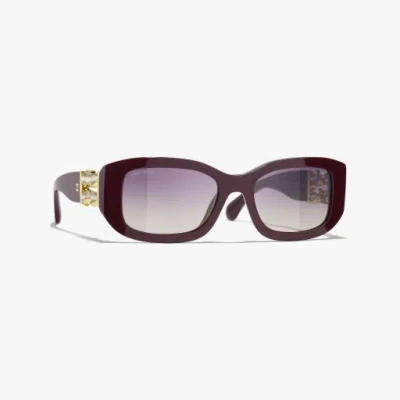 Chanel Rectangle Sunglasses In Brown