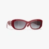 Chanel Rectangle Sunglasses In Red