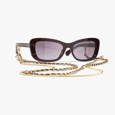 Chanel Rectangle Sunglasses In Burgundy