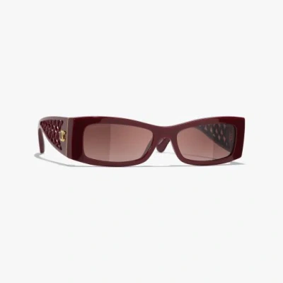 Chanel Rectangle Sunglasses In Burgundy