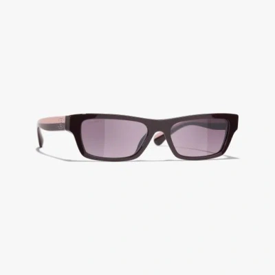Chanel Rectangle Sunglasses In Burgundy