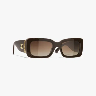 Chanel Rectangle Sunglasses In Black
