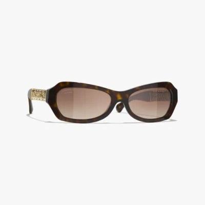 Chanel Rectangle Sunglasses In Brown