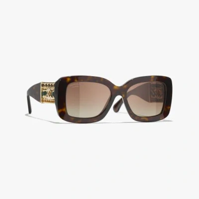Chanel Rectangle Sunglasses In Brown