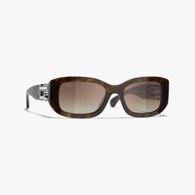 Chanel Rectangle Sunglasses In Brown