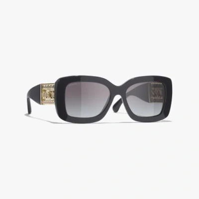 Chanel Rectangle Sunglasses In Black