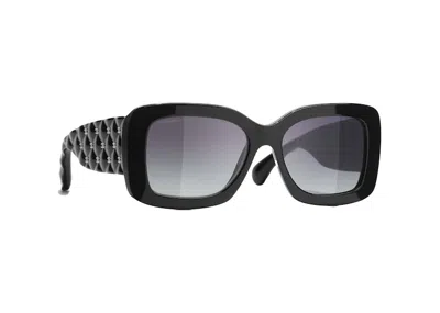 Pre-owned Chanel Rectangle Sunglasses In Black (5483 C760/s6)