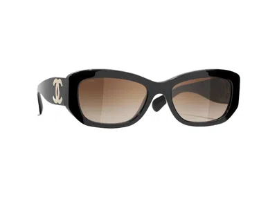 Pre-owned Chanel Rectangle Sunglasses In Black (5493 C622/s5)