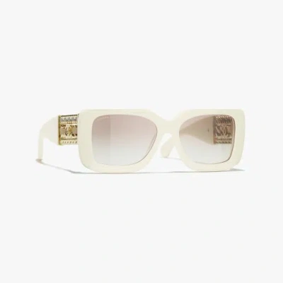 Chanel Rectangle Sunglasses In Ivory 