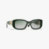 Chanel Rectangle Sunglasses In Khaki & Green 