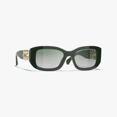 Chanel Rectangle Sunglasses In Green
