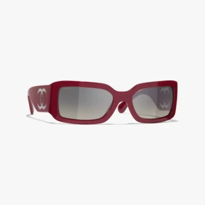 Chanel Rectangle Sunglasses In Red