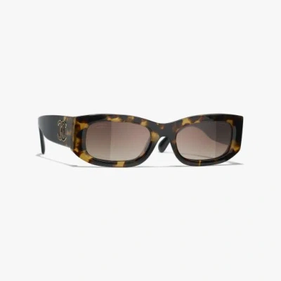 Chanel Rectangle Sunglasses In Brown