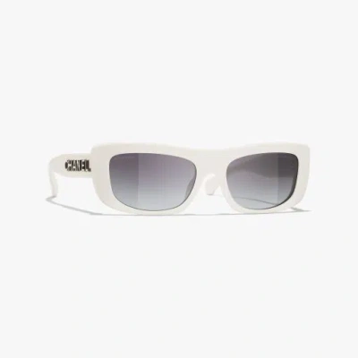 Chanel Rectangle Sunglasses In White