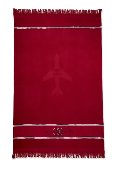 Pre-owned Chanel Red Airline Terry Cloth Beach Towel Xl