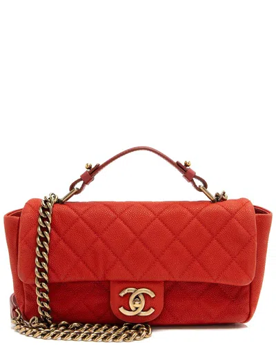 Pre-owned Chanel Red Calfskin Chic Quilt Flap Bag (authentic Pre-loved)