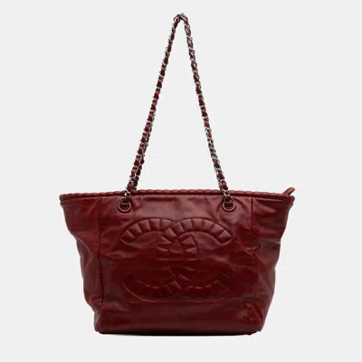 Pre-owned Chanel Red Calfskin On The Bund Tote Bag