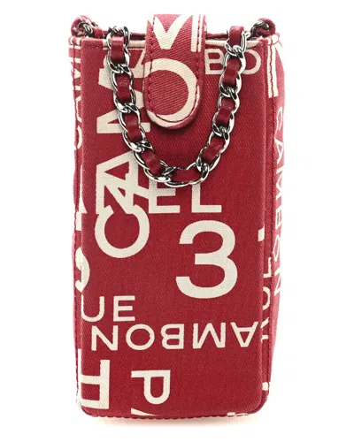 Pre-owned Chanel Red Canvas 31 Rue Cambon By The Sea Crossbody Phone Holder (authentic Pre-loved)
