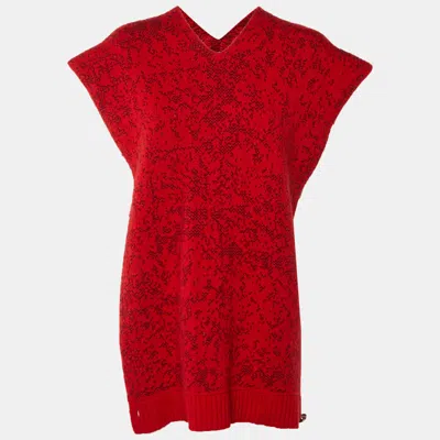 Pre-owned Chanel Red Cashmere Knit Poncho M