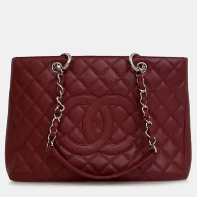 Pre-owned Chanel Red Caviar Grand Shopping Tote