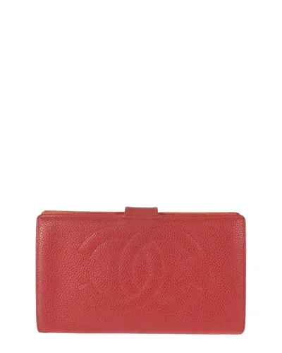 Chanel Red Caviar Leather Long Wallet (authentic Pre-loved)