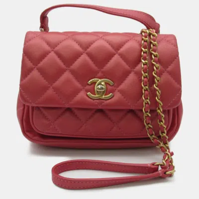 Pre-owned Chanel Red Caviar Leather Mini Business Affinity Shoulder Bag
