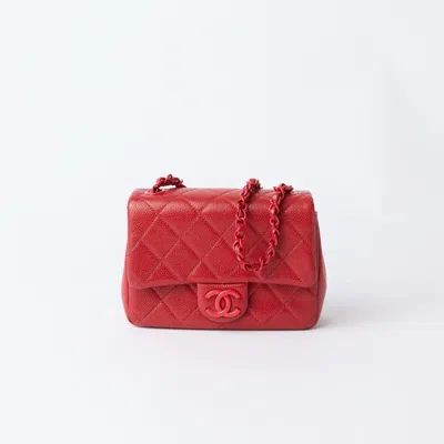 Pre-owned Chanel Red Caviar Mini Flap Bag