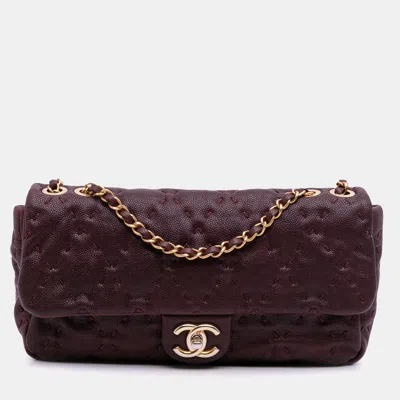 Pre-owned Chanel Red Caviar Wild Stitch Flap