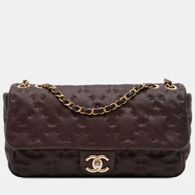 Pre-owned Chanel Red Caviar Wild Stitch Flap