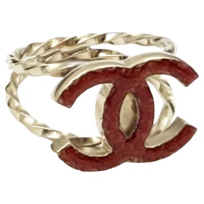 Pre-owned Chanel Red Cc Double Twisted Ring