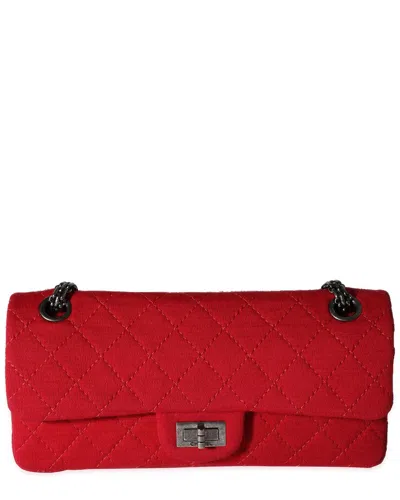Pre-owned Chanel Red Cloth East West Reissue Double Flap Bag (authentic Pre-loved)