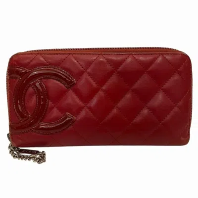 Pre-owned Chanel Red Color Cambon Ligne Long Wallet (bi-fold) ()