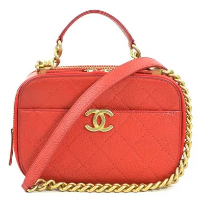 Pre-owned Chanel Red Color Caviar Leather Handbag Shoulder Bag ()
