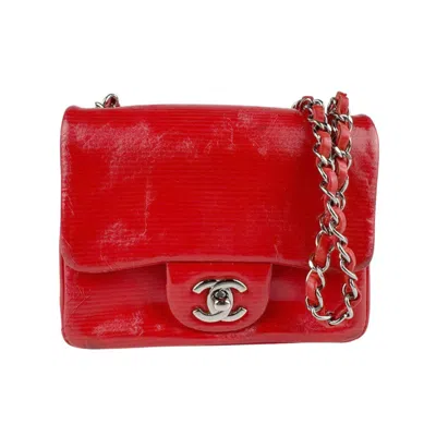 Pre-owned Chanel Red Color Coated Canvas Leather Shoulder Bag ()