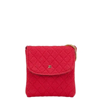 Pre-owned Chanel Red Color Cotton Shoulder Bag ()
