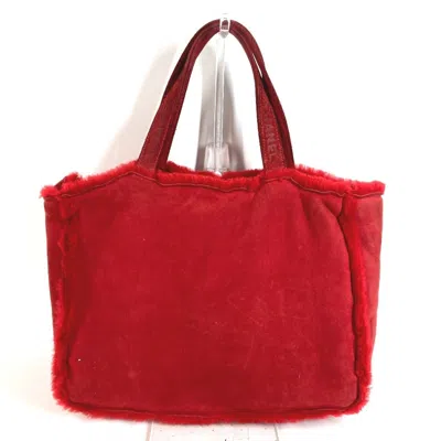 Pre-owned Chanel Red Color Fur Shoulder Bag Tote Bag ()
