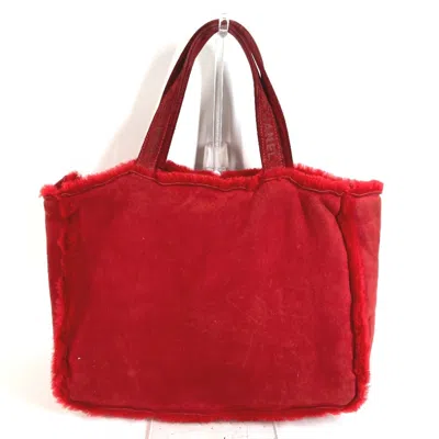 Pre-owned Chanel Red Color Fur Shoulder Bag Tote Bag ()