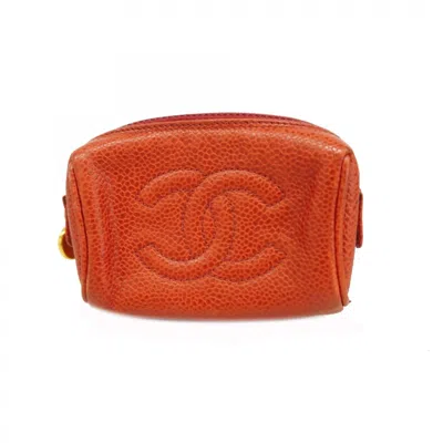 Pre-owned Chanel Red Color Grained Calfskin Coin Purse/coin Case ()