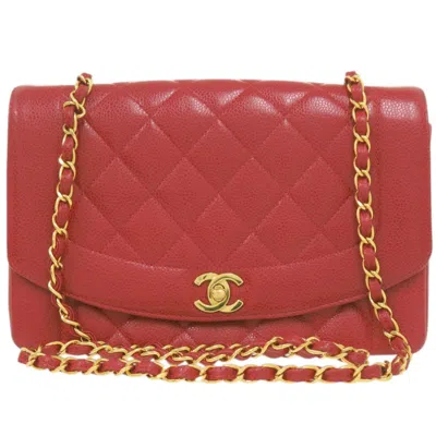 Pre-owned Chanel Red Color Grained Calfskin Shoulder Bag ()