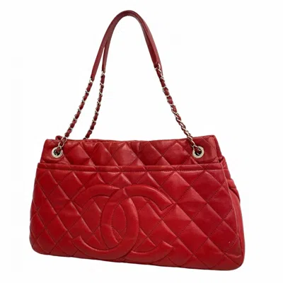 Pre-owned Chanel Red Color Grained Calfskin Tote Bag ()
