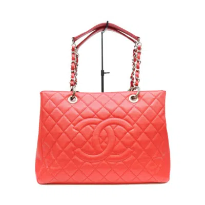 Pre-owned Chanel Red Color Grained Calfskin Tote Bag ()