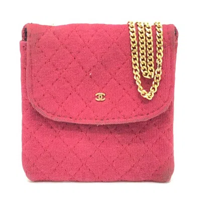 Pre-owned Chanel Red Color Jersey Pouch Shoulder Bag ()