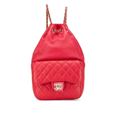 Pre-owned Chanel Red Color Leather Backpack ()
