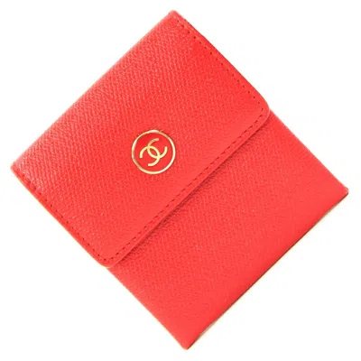 Pre-owned Chanel Red Color Leather Coin Purse/coin Case ()