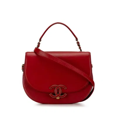 Pre-owned Chanel Red Color Leather Handbag Shoulder Bag ()