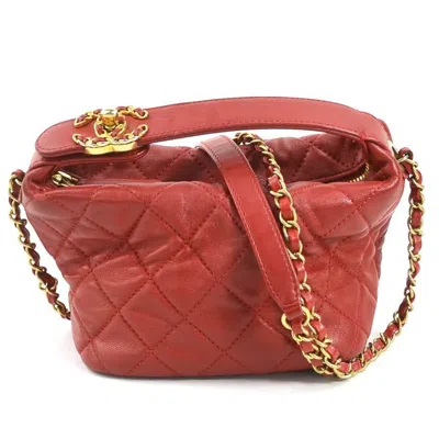 Pre-owned Chanel Red Color Leather Metal Shoulder Bag ()