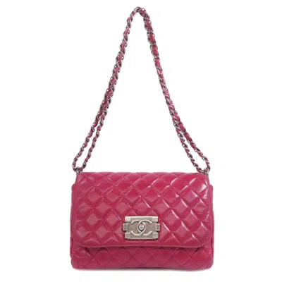 Pre-owned Chanel Red Color Leather Shoulder Bag ()