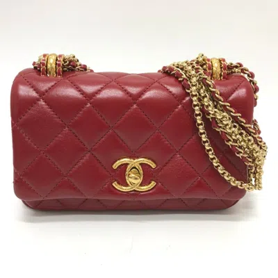 Pre-owned Chanel Red Color Leather Shoulder Bag ()