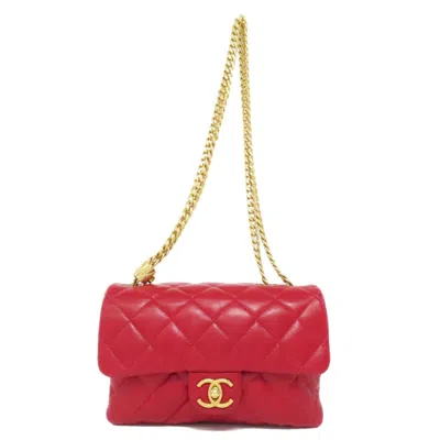 Pre-owned Chanel Red Color Leather Shoulder Bag ()