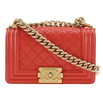 Pre-owned Chanel Red Color Leather Shoulder Bag ()